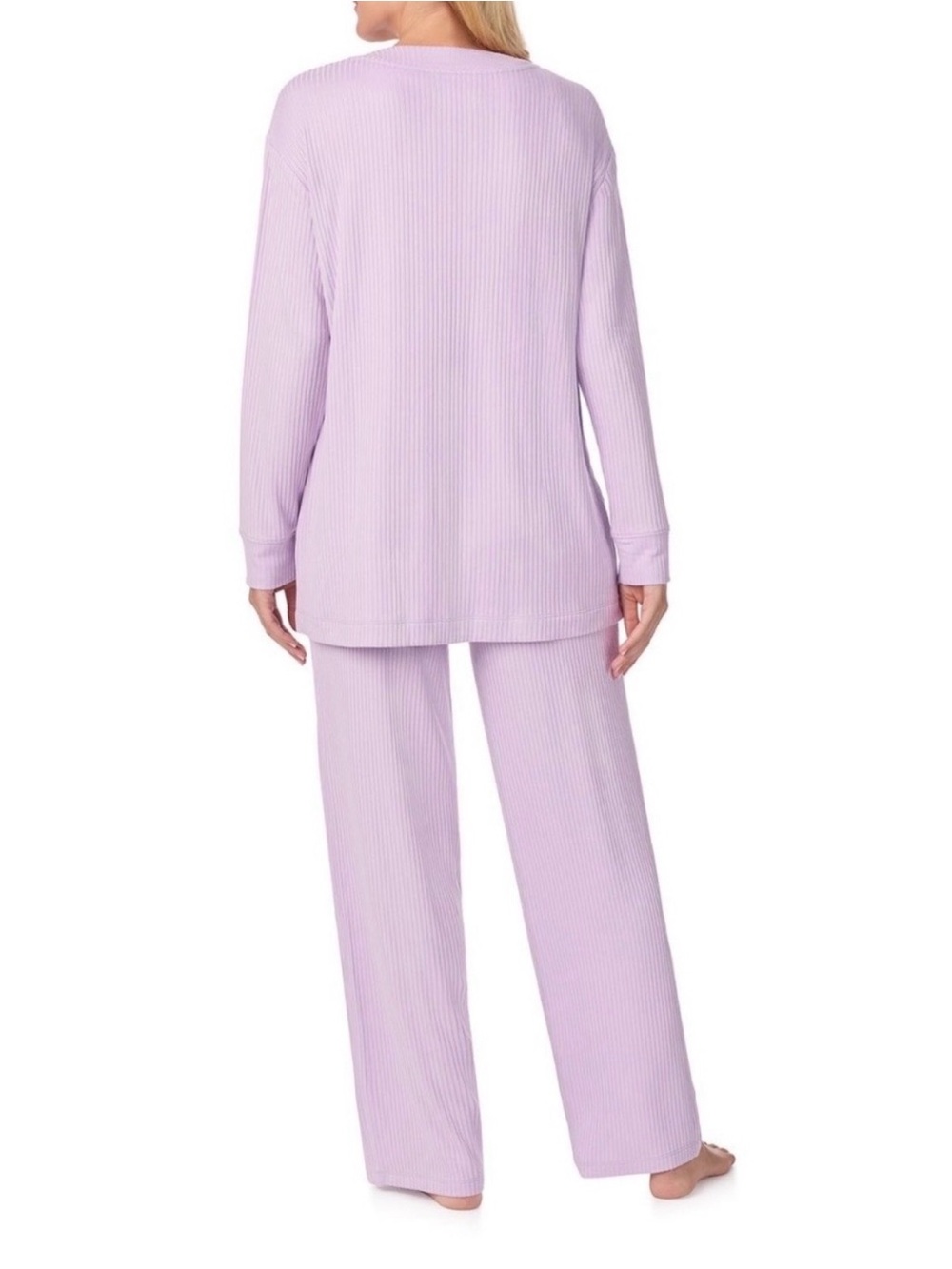 Cuddl Duds Ribbed Button-Front Pajama Set in Lilac - Picture 8 of 11